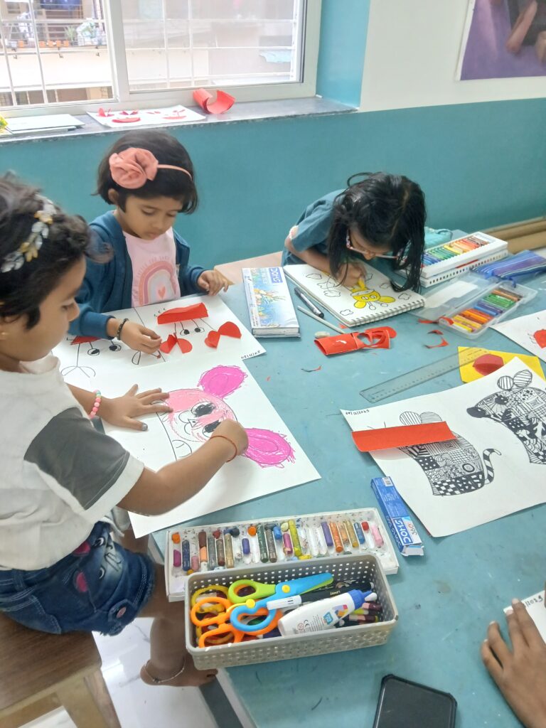 Kids enjoying creative craft activities